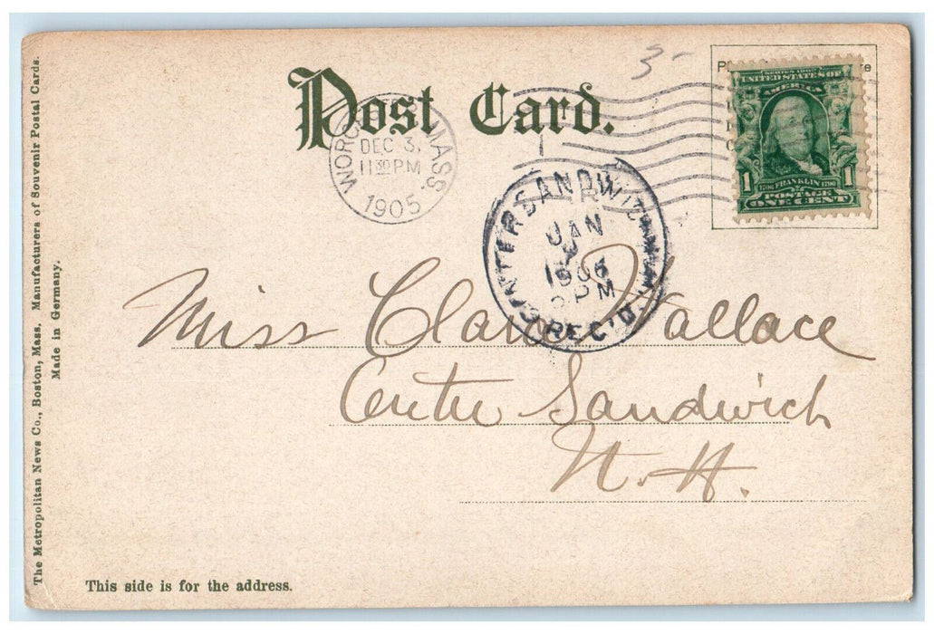 1905 Classical and English High School Worcester Massachusetts MA Postcard