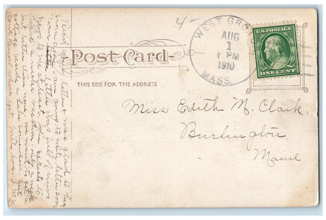 1910 Harrington Corner Worcester Massachusetts MA West Groton MA Postcard