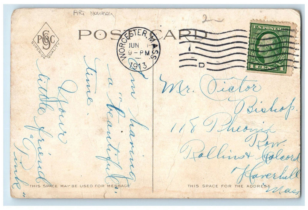 1913 City Hall Looking South-East Worcester Massachusetts MA Art Noveau Postcard
