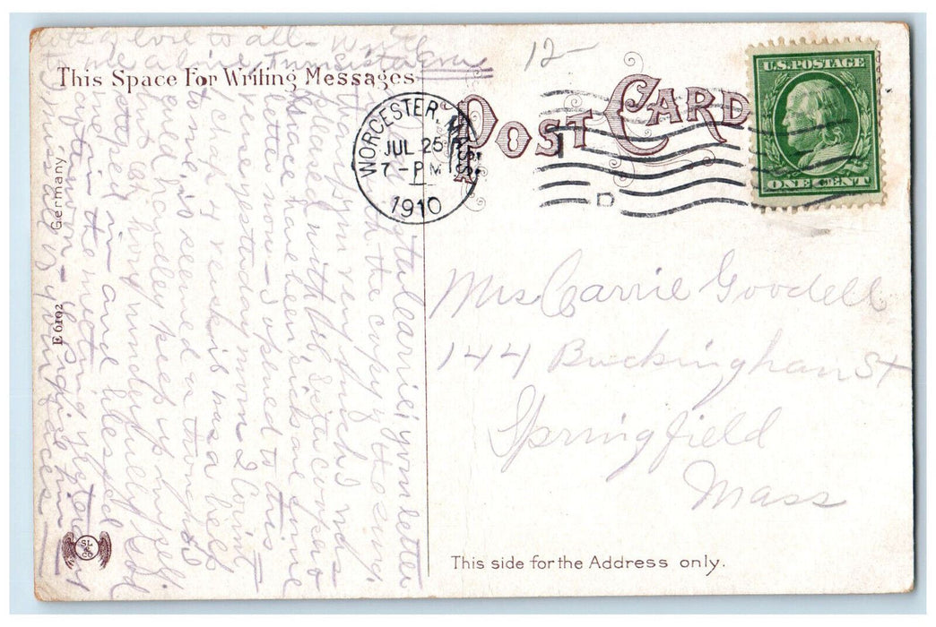 1910 Lincoln Park at Lake Quinsigamond Worcester Massachusetts MA Postcard