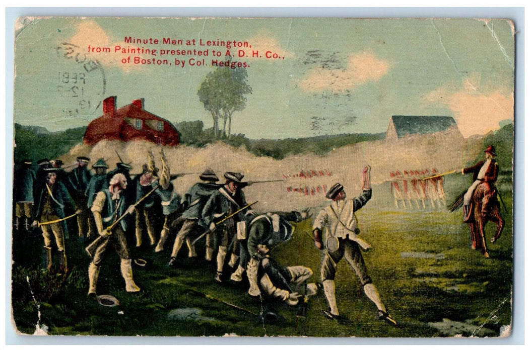 1911 Minute Men at Lexington MA from Painting Presented to A.D.H Co. Postcard