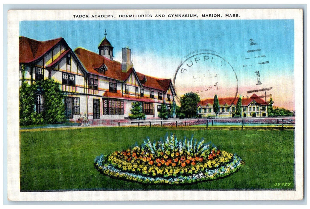 1945 Tabor Academy Dormitories Gymnasium Marion Massachusetts MA Postcard