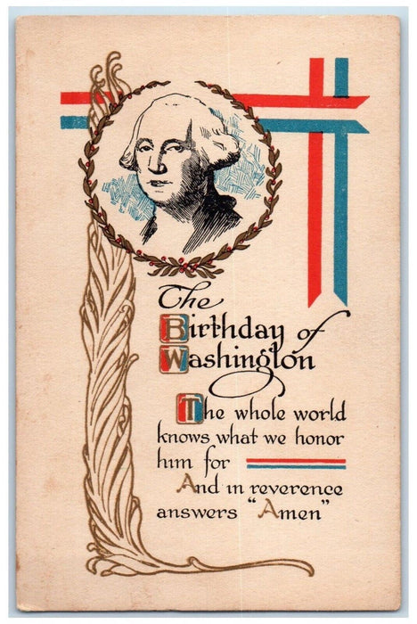 c1910's The Birthday Of George Washington Berries Unposted Antiqeu Postcard