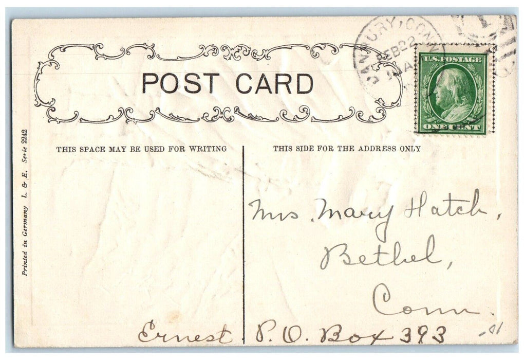 c1910's George Washington Sword Telescope Winter Embossed HBG Antique Postcard