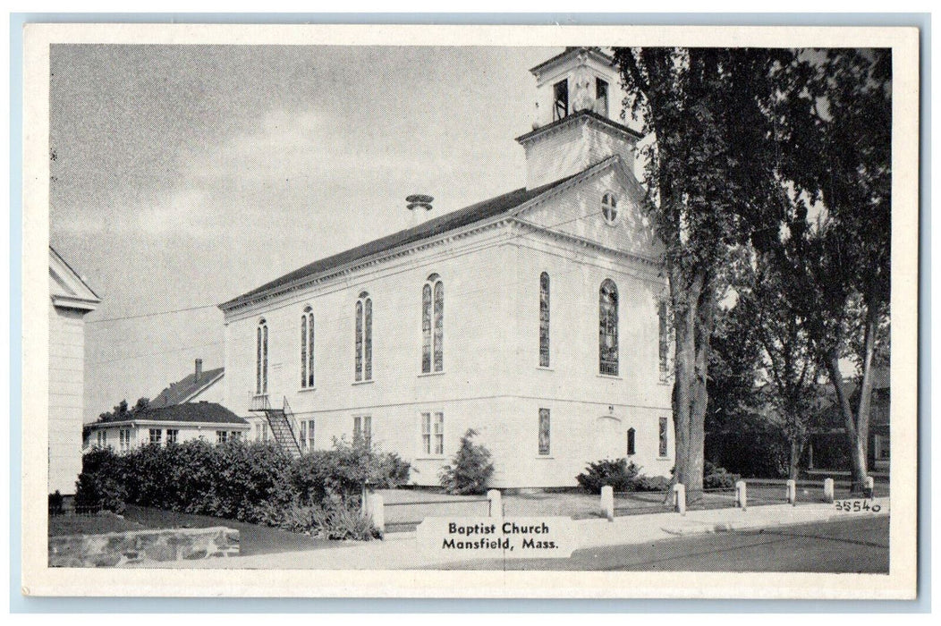 c1920's Baptist Church Mansfield Massachusetts MA Antique Unposted Postcard