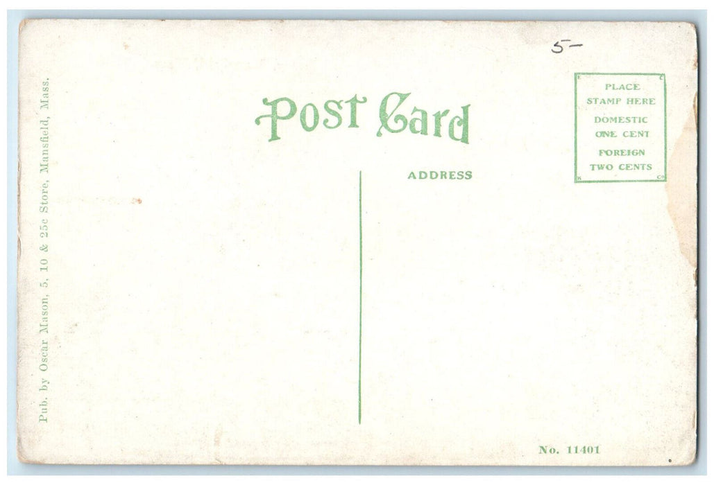 c1910 Public Library Mansfield Massachusetts MA Antique Unposted Postcard
