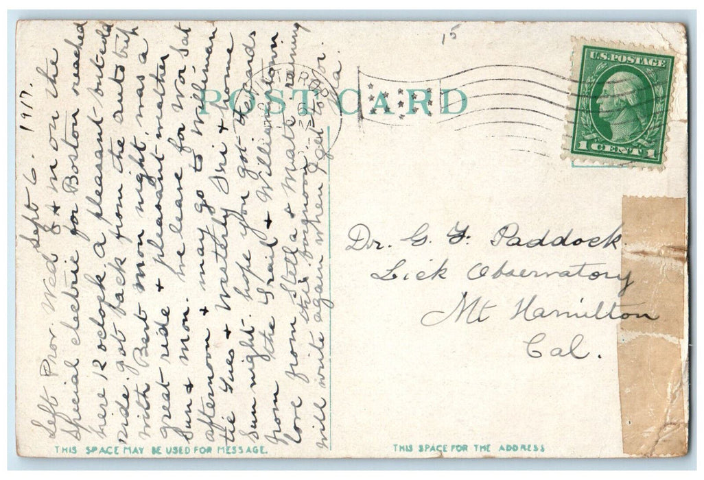 1917 Columbia Square Monument Plate of Battleship ME Winthrop MA Postcard