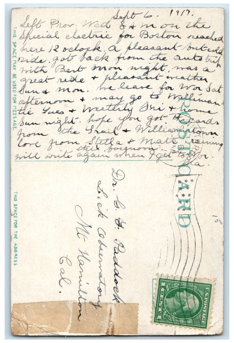 1917 Columbia Square Monument Plate of Battleship ME Winthrop MA Postcard