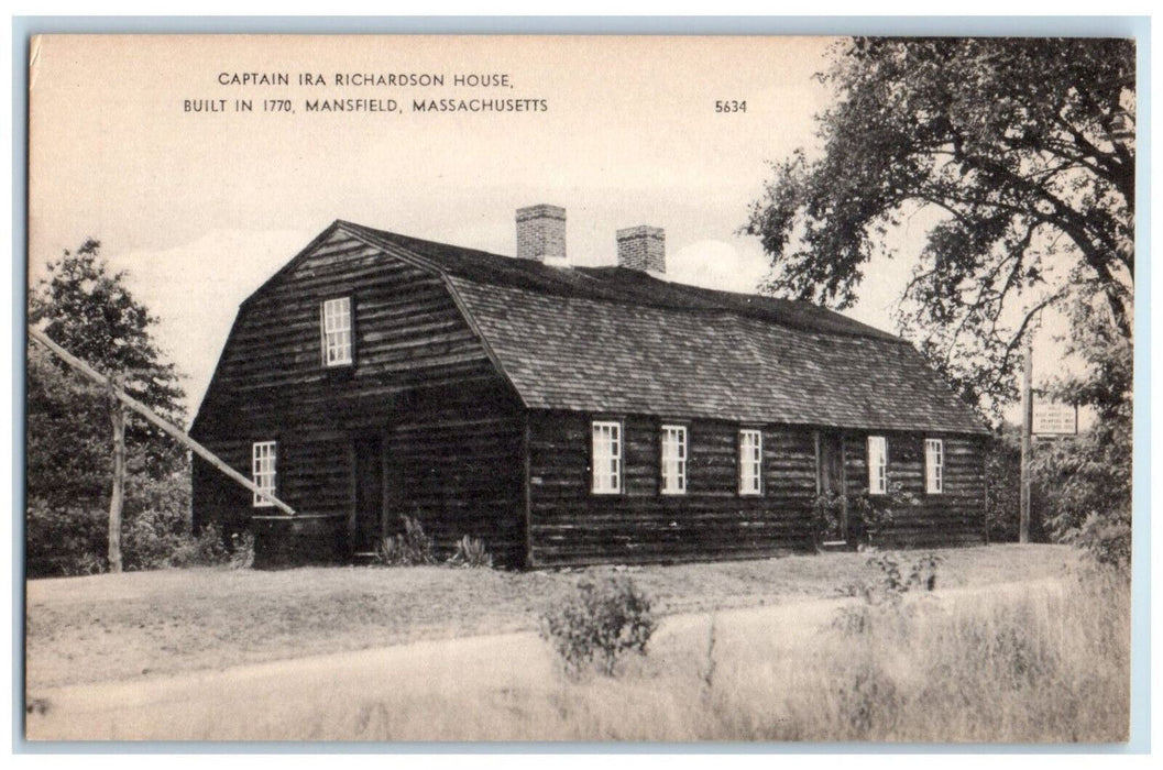 c1940's Captain Ira Richardson House Mansfield Massachusetts MA Postcard