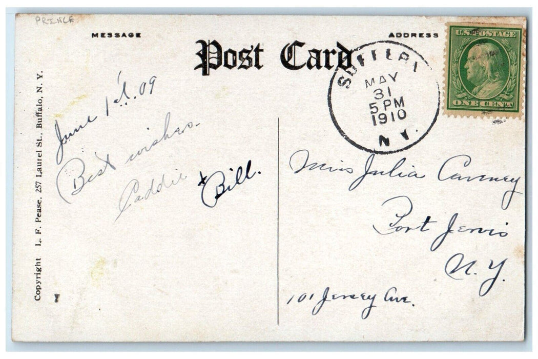 1910 Birthday Pansies Flowers Prince Suffern New York NY Posted Antique Postcard