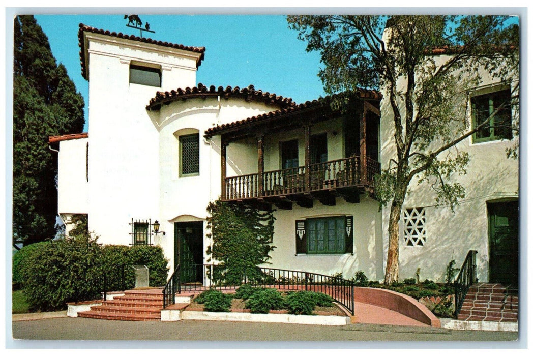 c1950's Front of the Massive William S Hart Horseshoe Ranch Newhall CA Postcard