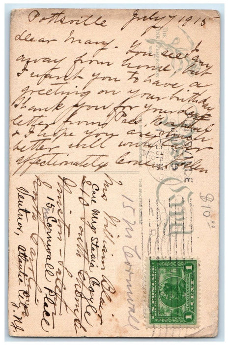 1915 Birthday Greetings Message Roses Flowers Atlantic City NJ Antique Postcard
