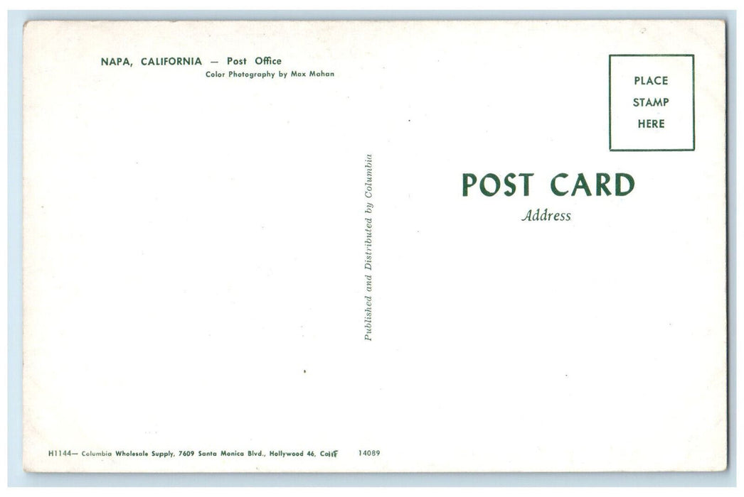 c1950's United States Post Office Front View Napa California CA Postcard