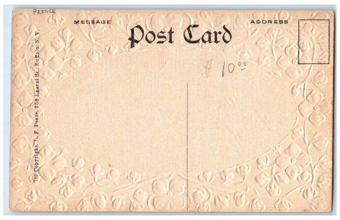 c1910's Motto Message Flowers Embossed Prince AEV Unposted Antique Postcard