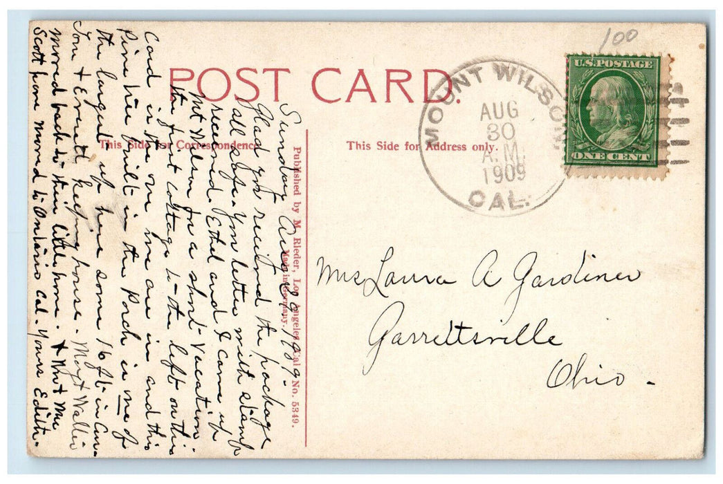 1909 Bungalows on Mount Wilson California CA Antique Posted Postcard
