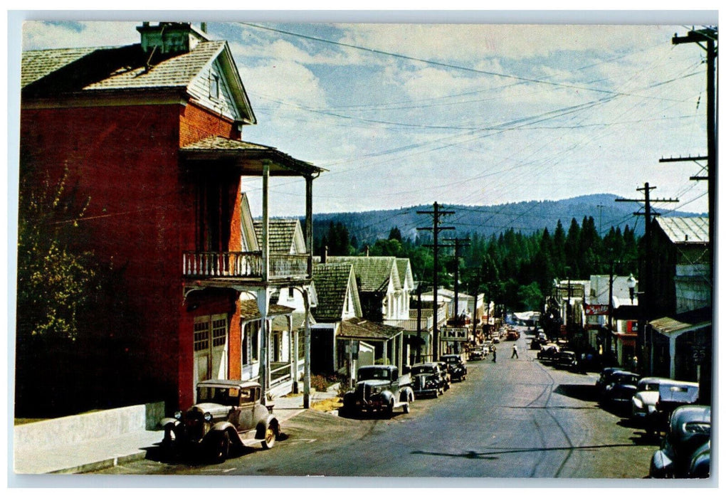 c1960's Broad Street Nevada City California CA Vintage Unposted Postcard
