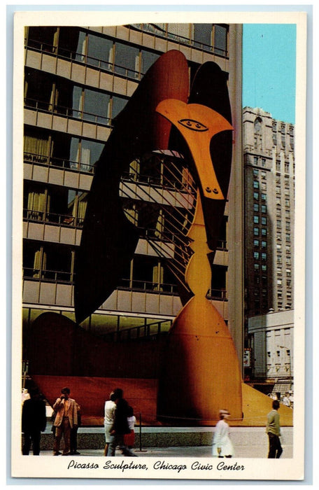 View Of Picasso Sculpture Civic Center Chicago Illinois IL Vintage Postcard