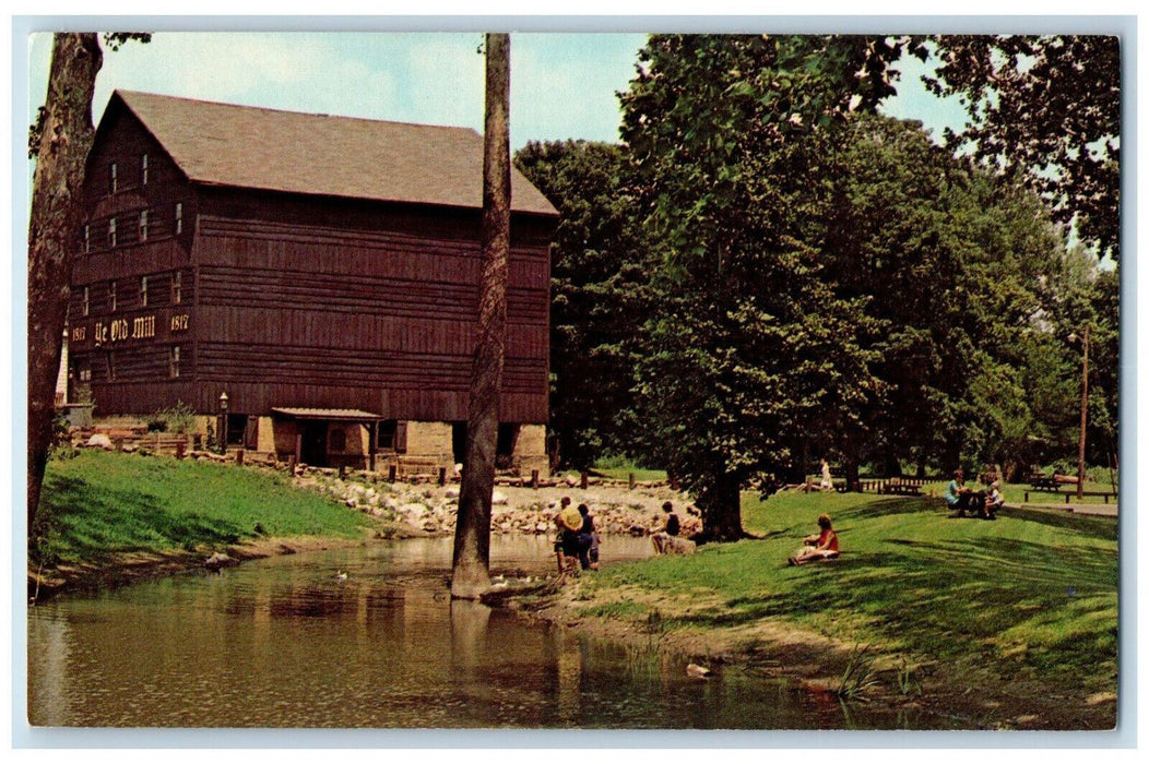 View Of Ye Olde Grist Mill Utica Ohio OH Trees Garden Scene Vintage Postcard