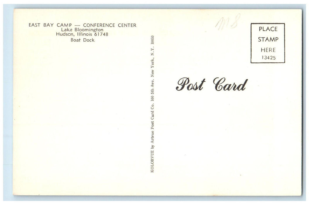 East Bay Camp Conference Center Boats Dock Lake Scene Hudson Chicago IL Postcard