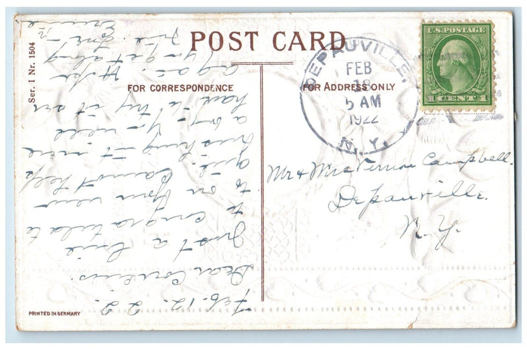 1922 Heartiest Congratulation Flowers Gold Whreat Depauville NY Antique Postcard