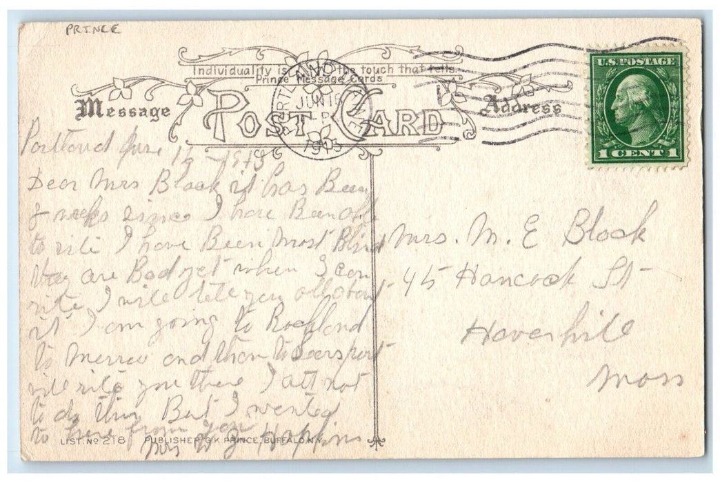 1915 Friendships Bridge Message Price Portland Maine ME Posted Antique Postcard