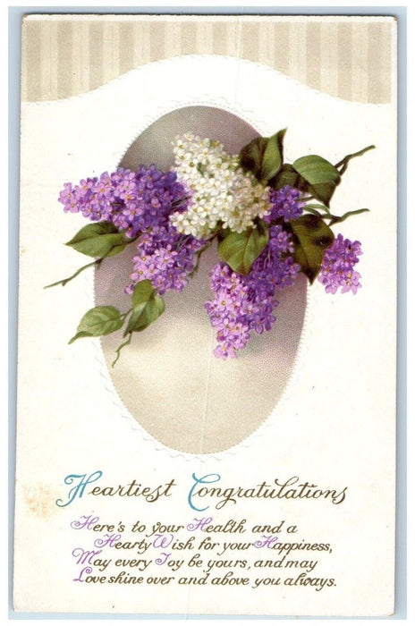 c1910's Heartiest Congratulations Message Pansies Flowers Clapsaddle Postcard