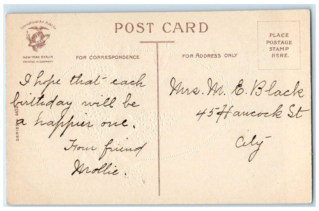 c1910's Heartiest Congratulations Message Pansies Flowers Clapsaddle Postcard