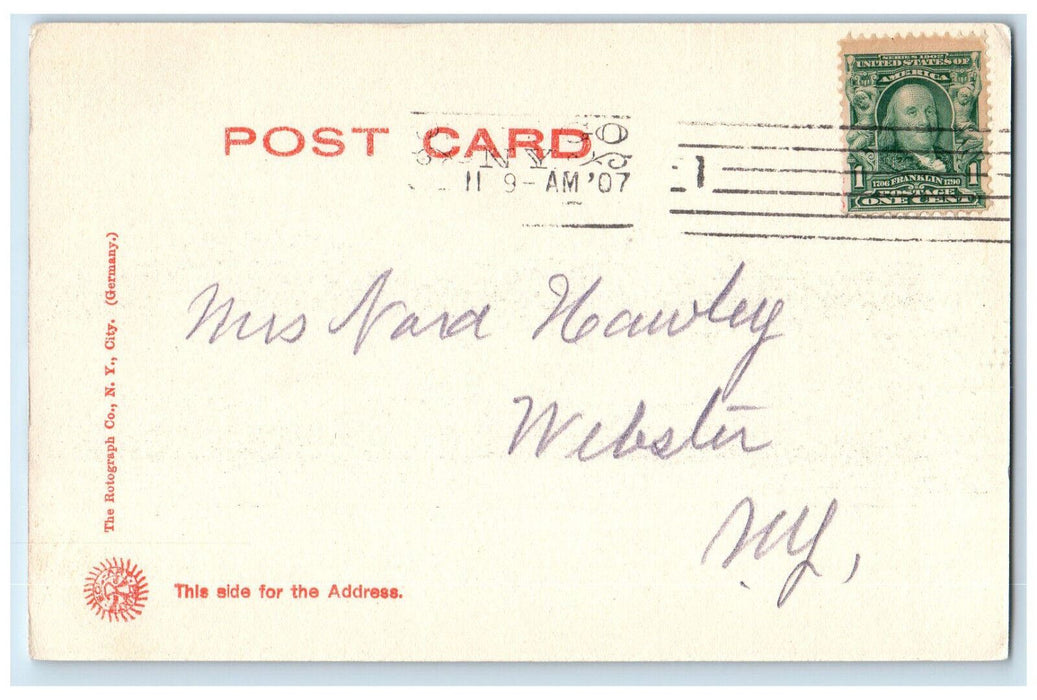 Bridge Street Horse Carriage Oswego New York NY Rotograph Antique Postcard