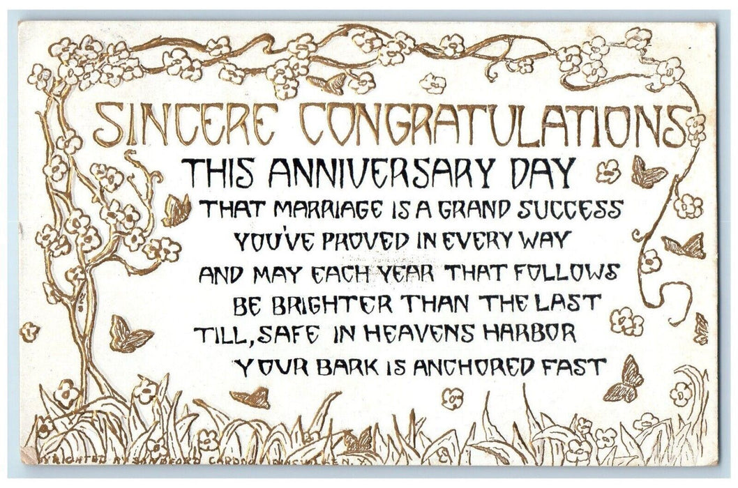 Sincere Congratulations Anniversary Message Sanford Rockville CT Postcard