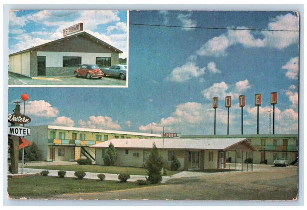 c1960 Western Motel Restaurant Interstate Exterior Gothenburg Nebraska Postcard