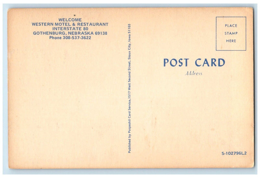 c1960 Western Motel Restaurant Interstate Exterior Gothenburg Nebraska Postcard