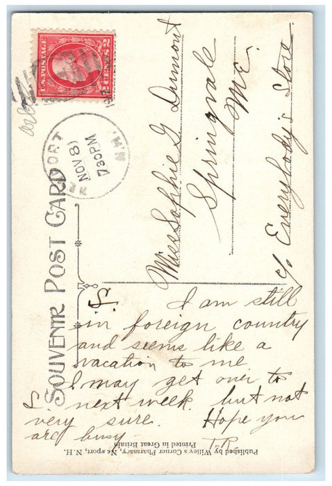 1917 Corner Main And Sunapee Streets Newport New Hampshire NH Antique Postcard