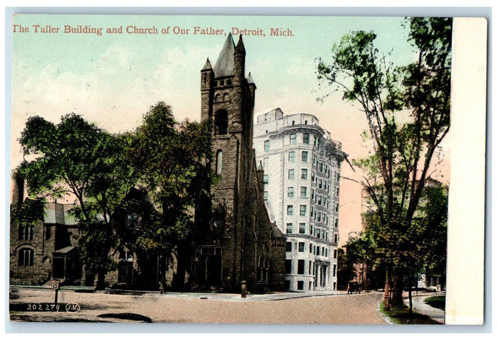 The Tuller Building And Church Of Our Father Detroit Michigan MI Postcard