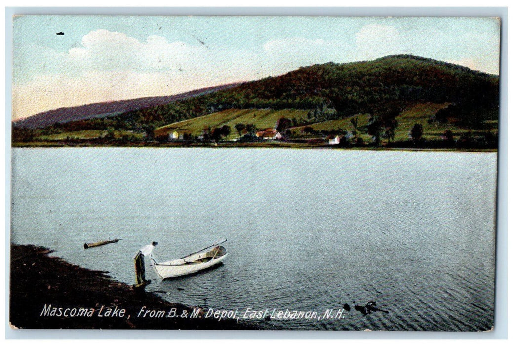 1912 Mascoma Lake From B. & M. Depot East Lebanon New Hampshire NH Postcard