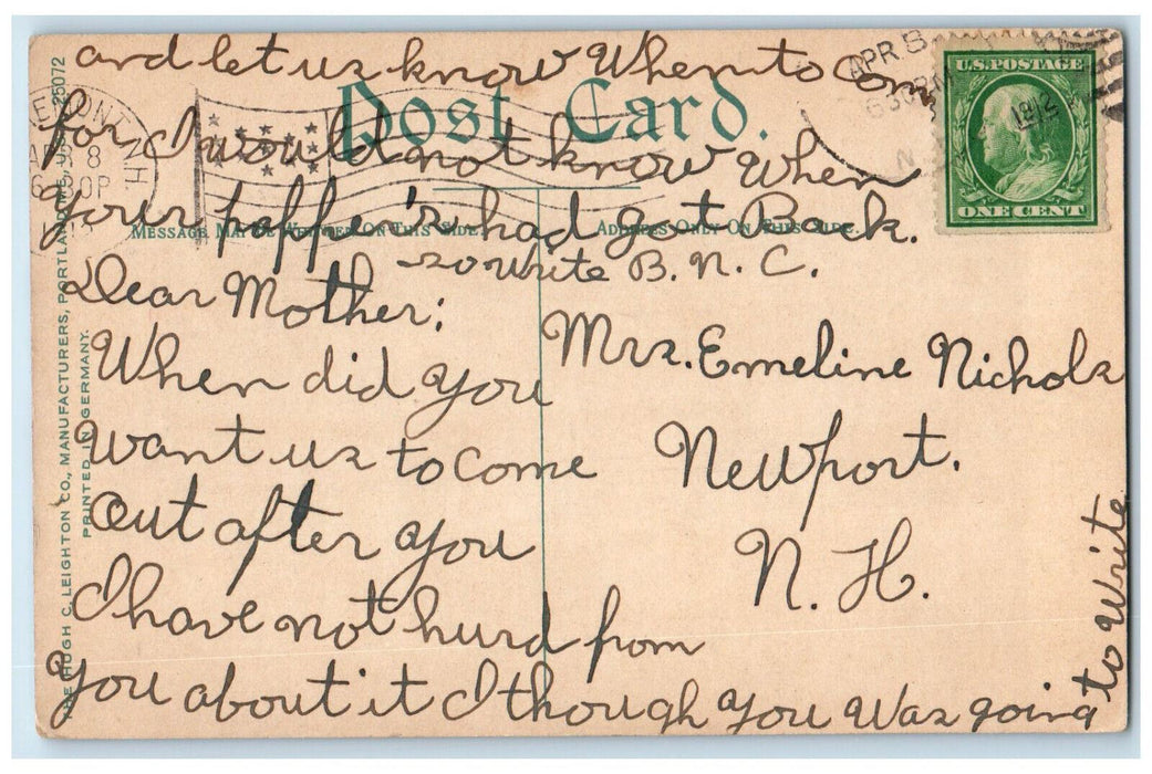 1912 Newport House Building Exterior Scene New Hampshire NH Antique Postcard