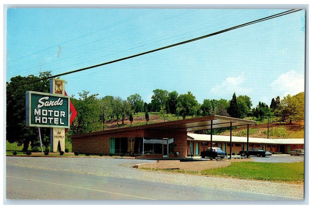 c1960 Sands Motor Hotel North City Exterior Building Pulaski Tennessee Postcard