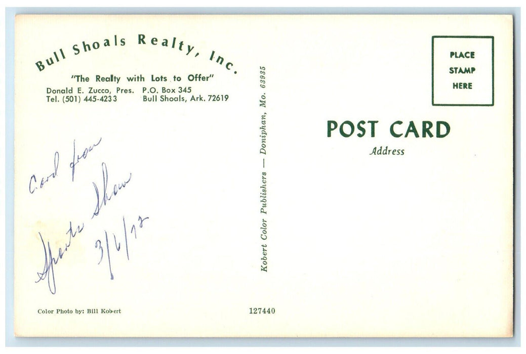 c1960 Bull Shoals Realty Inc Exterior Building Bull Shoals Arkansas AR Postcard