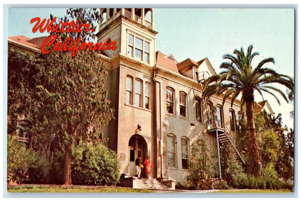 1967 Whittier College Exterior Building Field Trees Whittier California Postcard