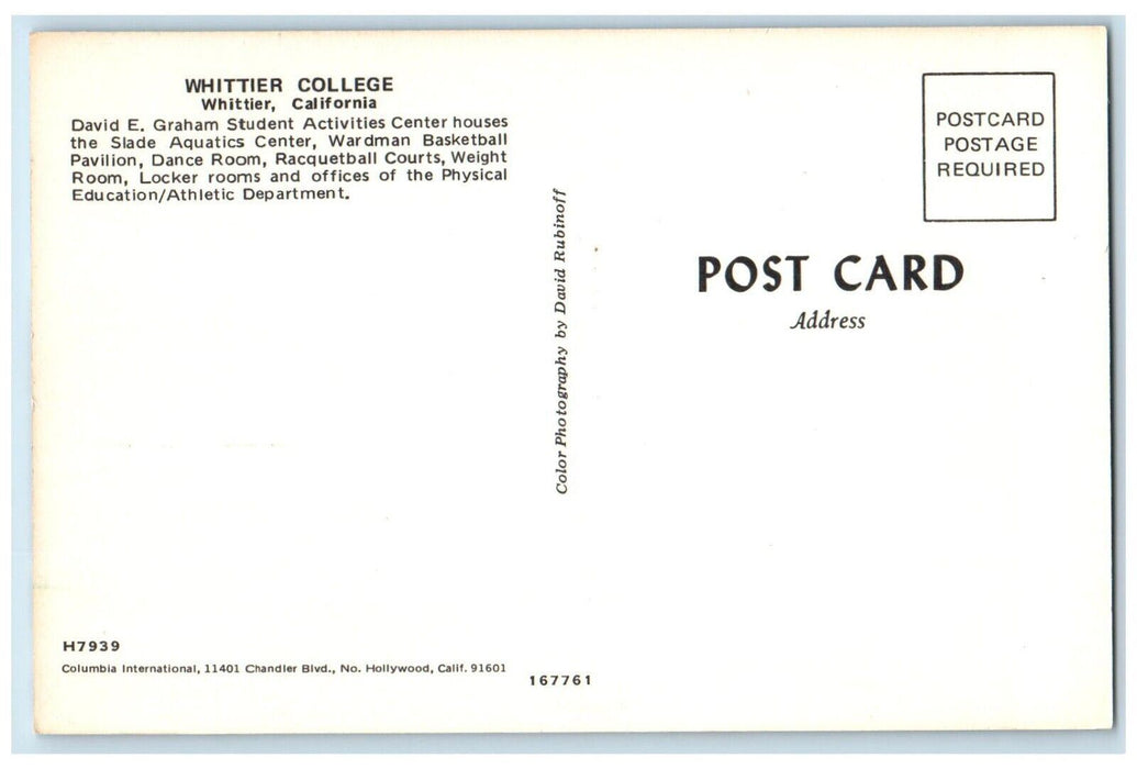 c1960 Whittier College David Graham Center Houses Whittier California Postcard