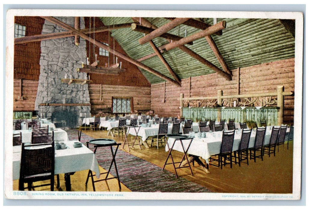Dining Room Old Faithful Inn Yellowstone Park Wyoming WY Phostint Postcard