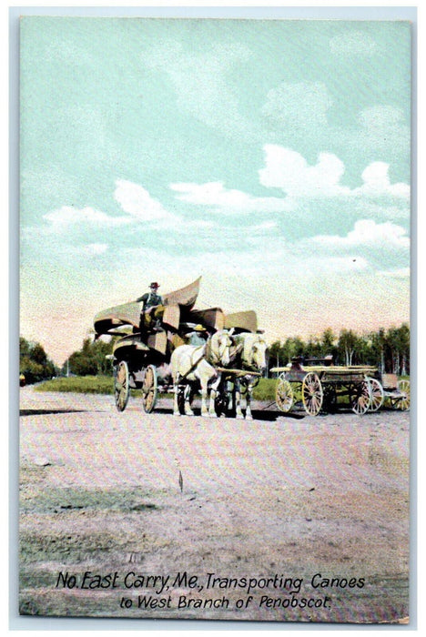 No East Carry Transporting Canoes To West Branch Of Penobscot Maine ME Postcard