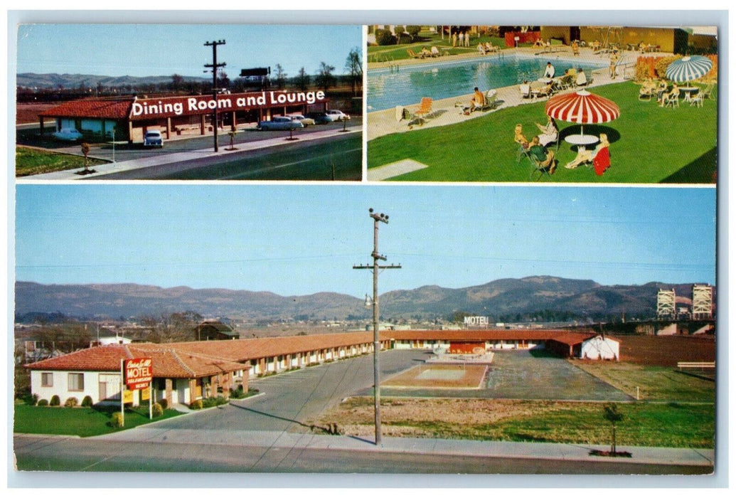 c1950's Casa Lu Au Motel Near Maxwell Bridge Napa CA Multiview Postcard