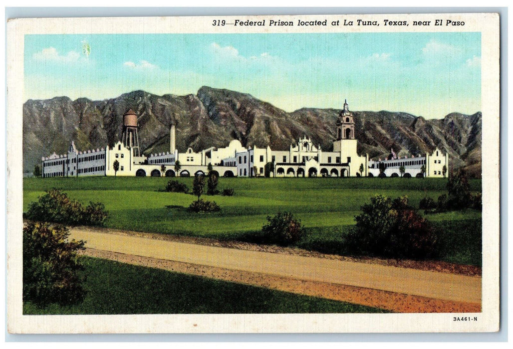 1966 Federal Prison Located At La Tuna Texas Near El Paso Mountain View Postcard
