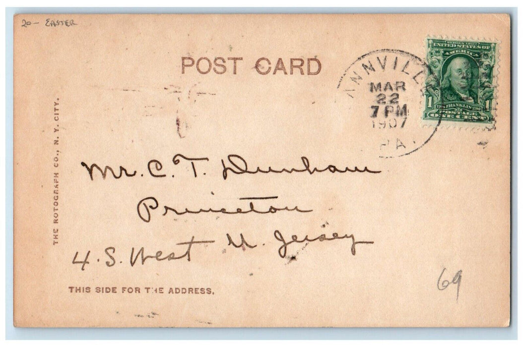 1907 Easter Chicks On Top Of Farm Hat Annville PA Rotograph RPPC Photo Postcard