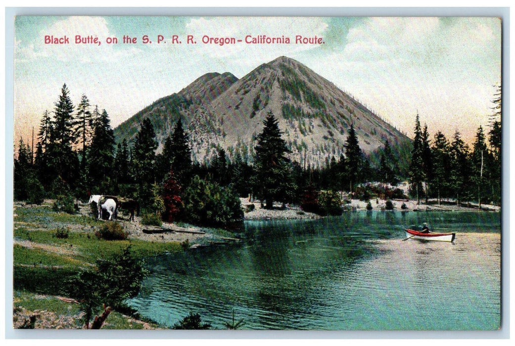 c1910 Black Butte on the S.P.R.R Oregon-California Route CA Postcard