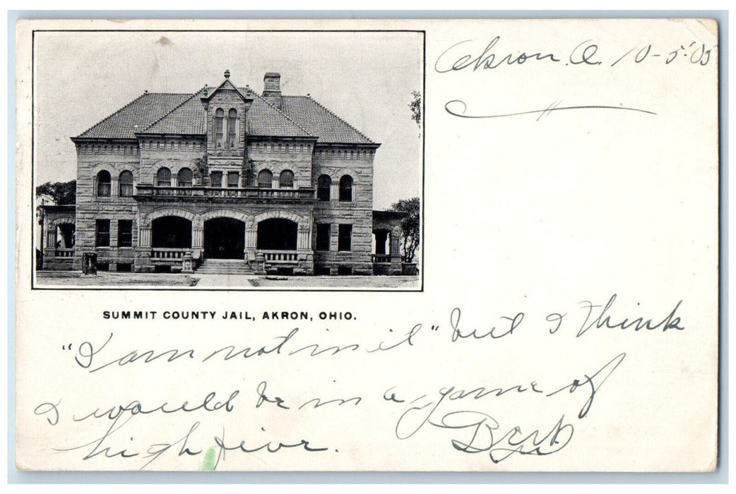 1905 Summit County Jail House Front View Akron Ohio OH Antique Posted Postcard