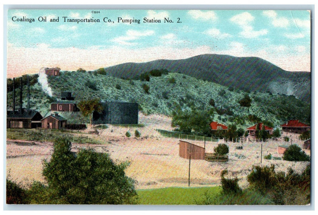 c1910 Coalinga Oil and Transportation Co. Pumping Station No. 2 CA Postcard