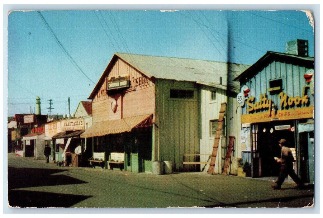 1958 Seafood Restaurants Shops Fisherman's Wharf Monterey California CA Postcard