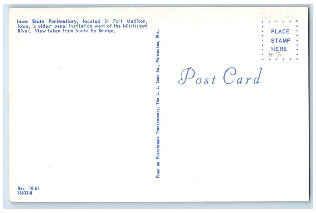 Panoramic View Of Iowa State Penitentiary Prison Jail Fort Madison IA Postcard