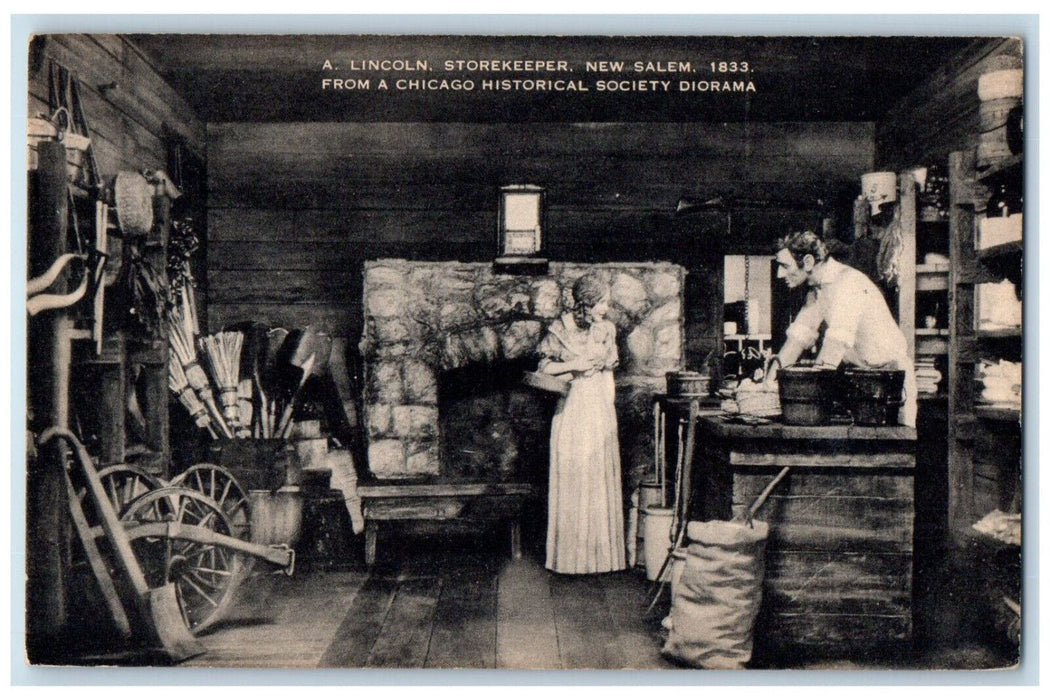 Lincoln Storekeeper New Salem Interior From A Chicago Illinois IL Postcard